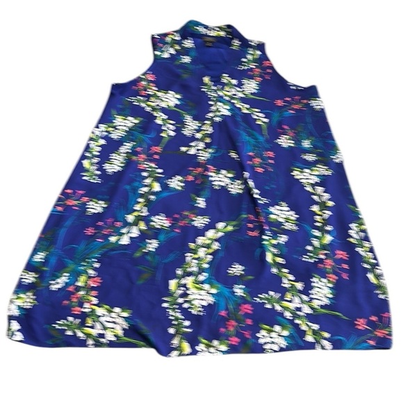 Worthington 75590 Women's Sz 16 Blue Floral Print Lined Sleeveless Sheath Dress - Picture 3 of 9